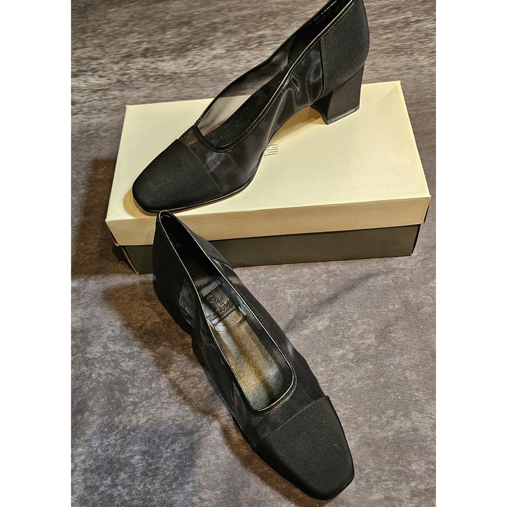 Easy Sprit Spa Looker Black Fabric Mesh Women's SZ 9.5W Professional Square Toe